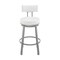 Armen Living Dalza Swivel Bar Stool in Cloud Finish with White Faux Leather 840254333574 - alternate 7